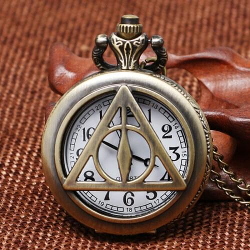 Christmas Gifts Sword Stone Modern Retro Fashion Pocket Watch Clock Triangle Necklace Men Women
