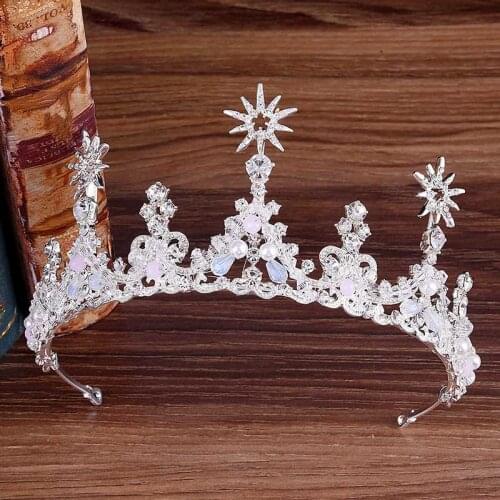 Handmade Crystal Faux Pearl Sunflower Alloy Rhinestone Crown Suitable Fairy Princess Elegant Bride\s Head Ornaments BH