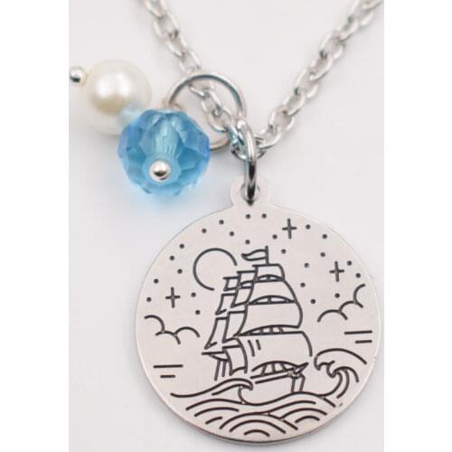 SanLan 10PCS stainless steel ocean Sailboat necklace Nautical Traveler Adventure Gift Wanderlust