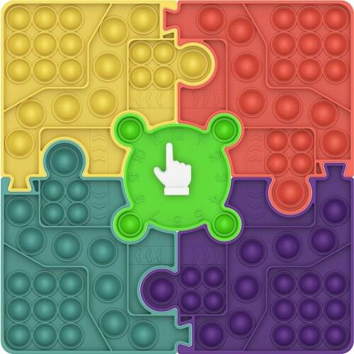 Checkerboard Rainbow Silicone Push Bubble Fidget Relieve Stress Toy Rainbow Push Bubble Anti-stress Toys Adults & Children