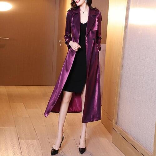 Fashion Trench Coat Women 2021 Spring Autumn Long Coat Lapel Casual Slim Ladies Windbreaker Female Double-breasted Trench