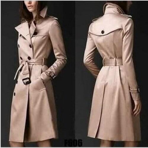 Womens trench coat Womens coat spring new coat European and American trend double-breasted slim long trench coat women