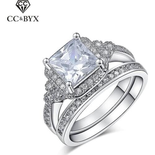 Top Quality Wedding Engagement Rings For Women AAA Cubic Zriconia Wedding Ring Set CC Jewelry Bridal Sets Wholesale CC162