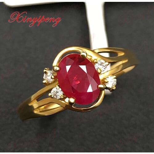 Xinyipeng18K gold inlaid real natural ruby ring fine wedding jewelry for women