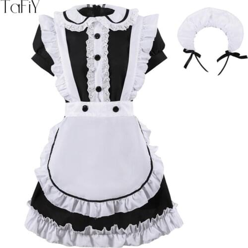 TaFiY Women Maid Dress Anime Cosplay Costume Sexy Lingerie Female Headwear Apron Lolita Uniform Woman Mandalorian Japanese Dress