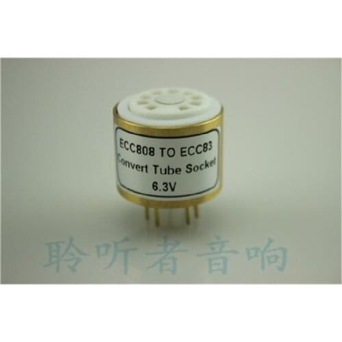 Gold-plated socket ECC808 (TOP) to ECC83 6.3V tube conversion seat