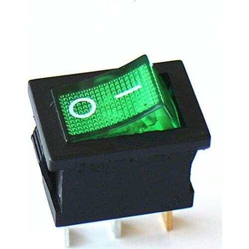 10PCS Ship Type Switch 15*21mm 3PIN ON/OFF Boat Rocker Switch 6A/250V 10A/125V 15X21 With Green Light