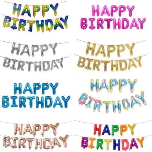 16 Inch Letters HAPPY BIRTHDAY Foil Balloons Boy/Girl Happy Birthday Party Decoration Kids/Adult Air Rose Gold Silver Balloon