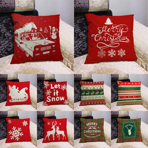 45cm Pillowcases New Christmas Cotton Linen Throw Pillow Case Sofa Cushion Cover Home Decor House Coussin Pillow Cover I851