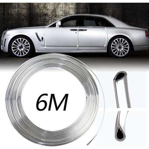 6M Exterior Car Chrome Moulding Trim Strip Bumper Car Door Edge Scratch Guard Protector Moulding Styling Trim Sticker