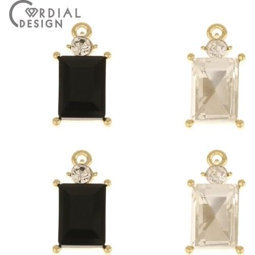 Cordial Design 50Pcs 16*24MM Jewelry Accessories/Rectangle Shape/Hand Made/Jewelry Findings & Components/Rhinestone Pendants