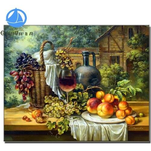Fruit Grapes and Peaches diy Diamond Embroidery 5D DIY Diamond Painting Cross Stitch Rhinestone Mosaic Classical famous painting