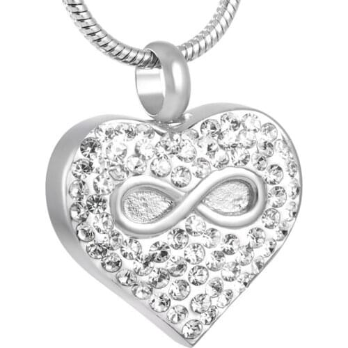 Infinite Heart Crystal Cremation Urn Necklace Mmeorial Jewelry for Pets Human