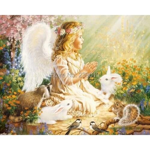 Free Shipping Animal Home Decoration Wall Art picture Angel Canvas Printings Girl Oil Painting Printed On Canvas