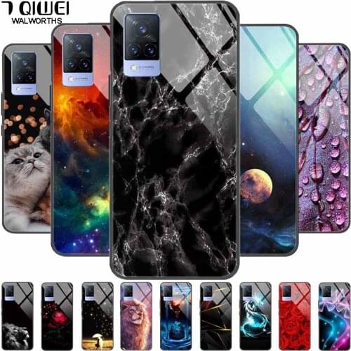 Tempered Glass Case For vivo V21 Cover V2066 Protective Hard Funda for VivoV21 Cases V 21 2021 6.44'' Glasses Back Coque Luxury