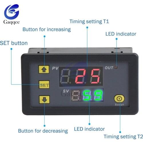 AC 110V 220V Digital Time Delay Relay Dual LED Display Cycle Timer Control Switch Adjustable Timing Relay Time Delay Switch Auto