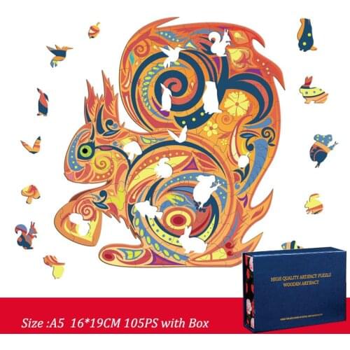FEOOE Squirrel Shaped Wooden Puzzle Irregular Three-dimensional Animal Puzzle Manufacturer Custom Wooden Puzzle Toy YSH