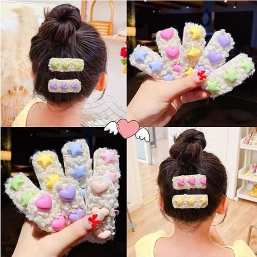 The new 2021 children wool cloth with soft nap is a word with girls love broken hair clip headdress BB clip hair accessories
