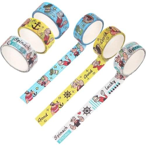 E2186 Cartoon Cute DIY Scrapbooking Sticky Adhesive Washi Paper Tape Decorate Power Man Printed Patterns Stickers Decals