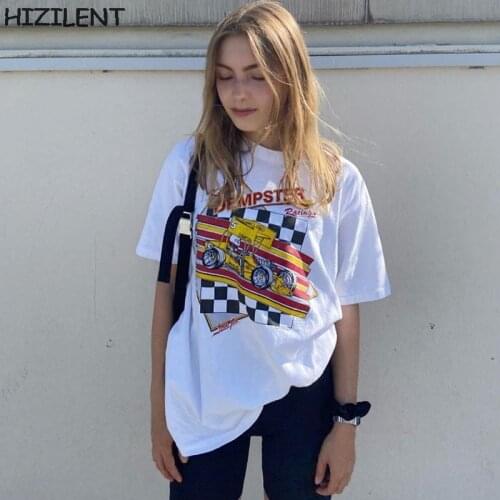 Women Oversized T Shirt Black Cartoon Y2K Female Kawaii Top Tee Short Sleeve Summer DreamCar grunge T-Shirt goth Hip Hop Clothes