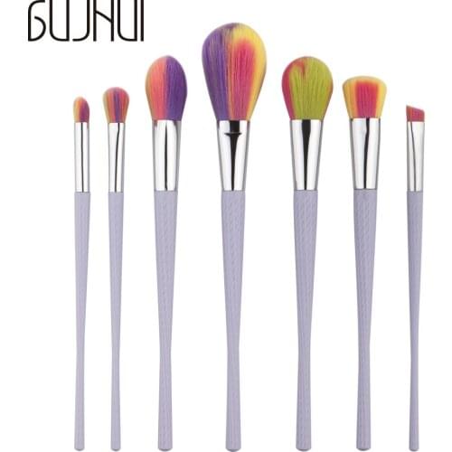 New 7pcs Diamonds Unicorn Crystal Makeup Brushes Set Colorful Lovely Foundation Blending Brush Makeup Tool