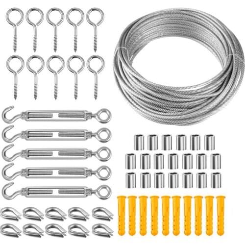 Heavy Duty 304 Stainless Steel Wire Rope Kit Turnbuckle Wire Tensioner For Sun Shade Tent Installation Outdoor Lights Hanging