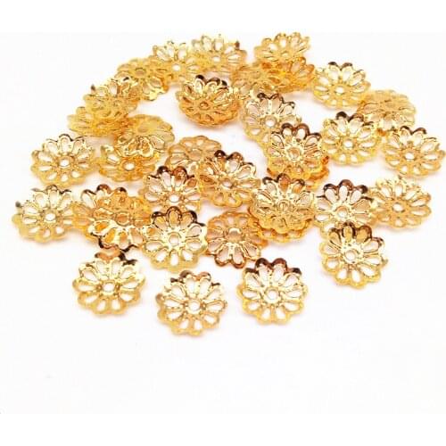 Metal Bead Cap Flower Clip Spacer 7 mm and 9 mm, DIY Jewelry Making 3 colors gold rhodium silver colors, Good Quality