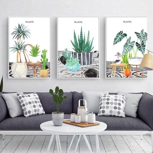 Cute Viewing Tree And Small Potted Poster Print Canvas Painting Picture Modern Home Wall Art Decoration Can Be Customized