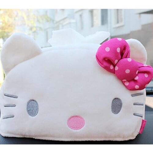 Cute cartoon pink cat Car tissue box Cover Car accessories Car styling-red