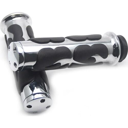 Motorcycle Custom Hand Grip 7/8" 22mm Handlebar for Honda Suzuki Kawasaki Yamaha Chrome