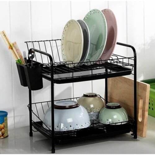 Dish rack set 2 layer kitchen finisher tool dish spoon storage rack steel drain bowl rack CY52911