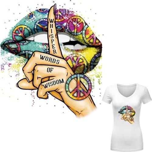 Words Lips Stickers On The Fabric Wholesale Patches T-Shirt Dresses DIY New Hot Tear Thermal Transfer Iron Sticker For Clothing