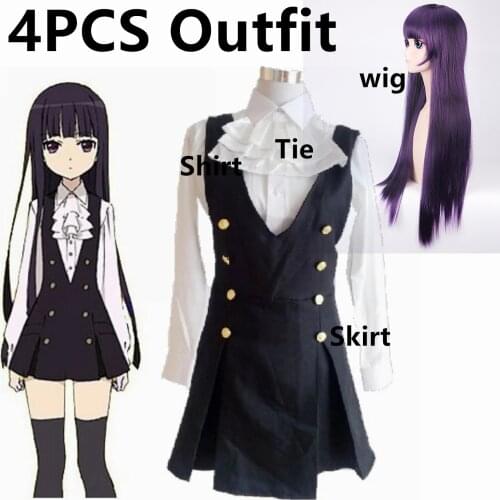 2021 New Shirakiin Riricho Anime Inu x Boku SS Cosplay Cartoon Halloween Cos Woman Man Cosplay Costume Shirt skirt bow tie wigs