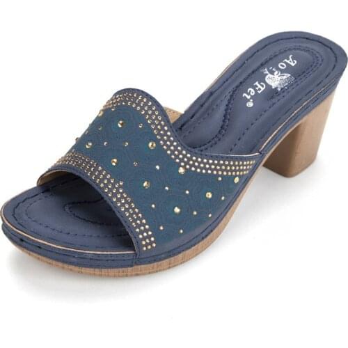 2021 New Summer Womens Sandals Rhinestone Decorative High Heels Large Size 41 Comfortable Women Slippers Fashion Womens Shoes