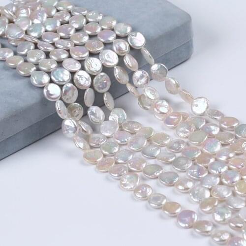 11-12mm Flat Coin Pearl Strand For Jewelry Making Good Quality Nice Neckalce Materials