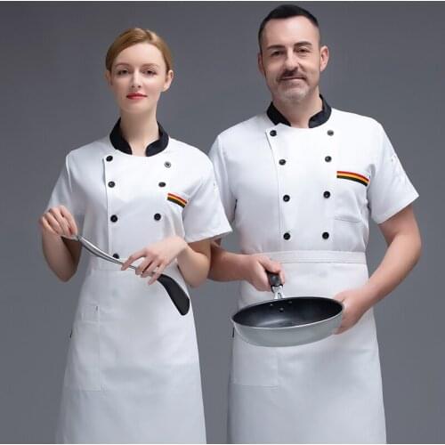 Pastry Cooking Hotel Chef Uniform Men and Women Short Sleeve Kitchen Jacket Catering Restaurant Hotel Bakery Breathable Workwear