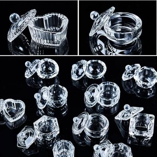 1 Pcs Clear Nail Cup Crystal Bowl Acrylic Powder Liquid Holder Container Salon Nail Art Design Tool