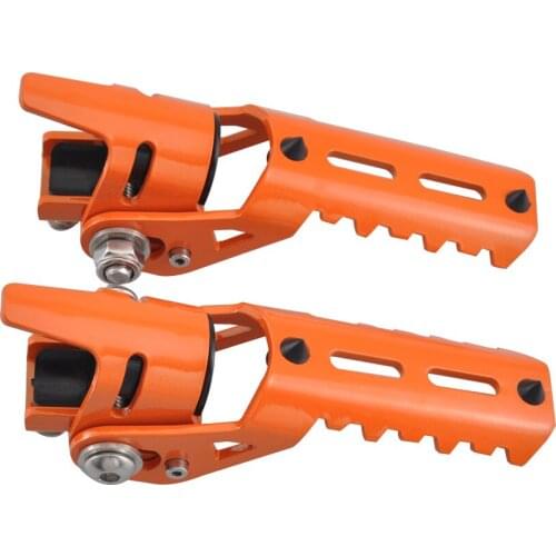Adjustable Folding Motorcycle Foot Pegs Stainless Steel Orange Highway Footrest Clamps For BMW R1200GS LC 2013-2017 Models