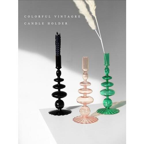 Retro Glass Candlesticks Holders Classic Craft Candlesticks Holders for Wedding Home Decorations