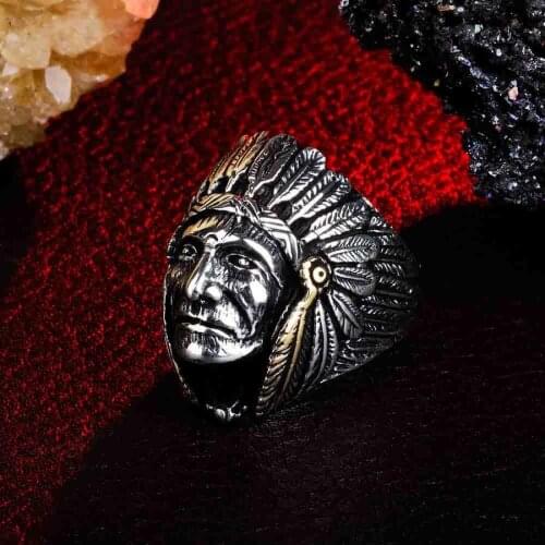 Geronimo Injun Silver Ring Vintage Men Silver Ring Made In Turkey Solid 925 Sterling Silver