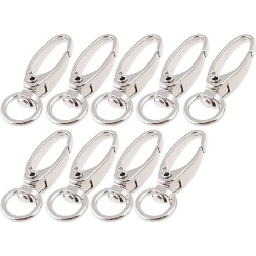 Silver Tone D Swivel Trigger Hooks Key Ring Lobster Clasps 9 Pcs