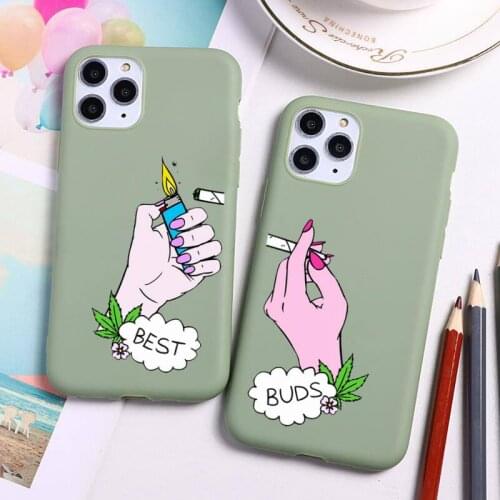 Girls Bff Best Friends Forever Phone Case For iphone 12 11 Pro Max Mini XS 8 7 6 6S Plus X SE 2020 XR Candy green Silicone cover