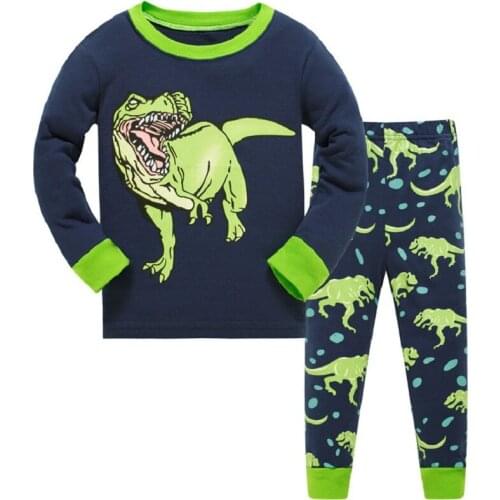 DISCOUNTS New 2020 Brand Cartoon Kid Pyjamas Autumn& Winter Boys Dinosaur Pajamas Set Children Pyjamas christmas Kids Cloth Set