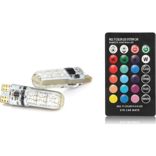 T10 RGB W5W Led 194 168 W5W 5050 SMD Car Dome Reading Light Automobiles Wedge Lamp RGB LED Bulb With Remote Controller