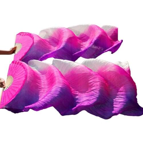 Belly Dance Fan Belly Dance Veil Handmade Dyed Silk Dance Fan 1 Pair 100% Real Silk/Imitation Silk High Quality Silk Fans Veils