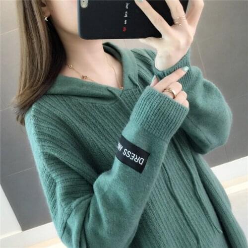 Knitted sweater women wear hooded loose sweater 2020 spring and autumn new thin sweater coat long sleeve pullover coat