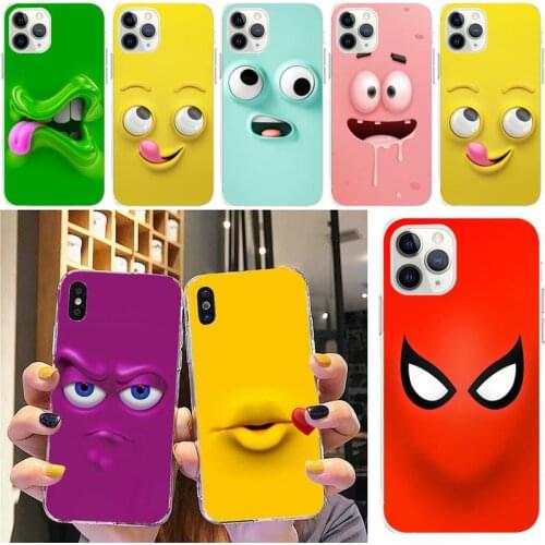 Funny Cute 3D Face Phone Case For Iphone11 12 Pro Max SE 2020 6s 7 8 Plus X Xs Max Xr Transparent Soft Silicone Cover
