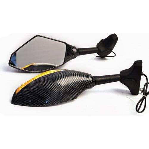 Carbon Fiber Motorcycle LED Integrated Blinker Turn Signal Mirrors For Hyosung GT125R GT250R GT650R