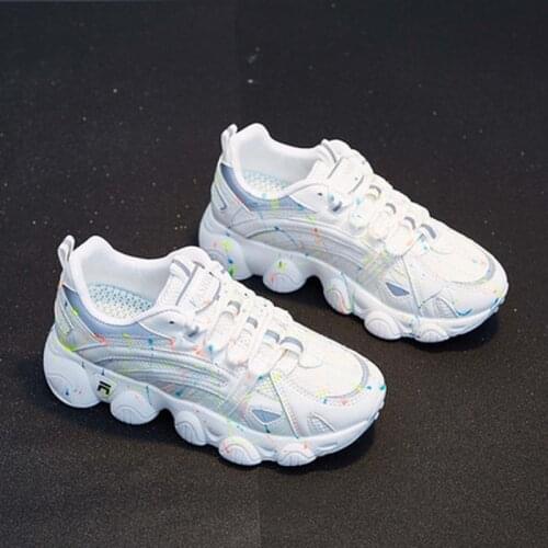 Women Chunky Sneakers Platform 2021 New Fashion Spring Breathable Comfort Running Casual Shoes White Velve Shoes Winter
