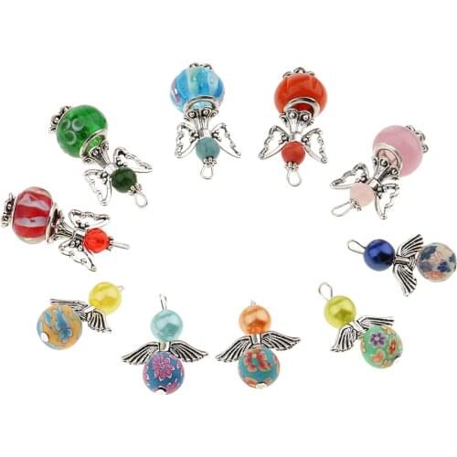 10pcs Mixed Angel Charms Pearl Acrylic Beads Pendants DIY Jewelry Findings